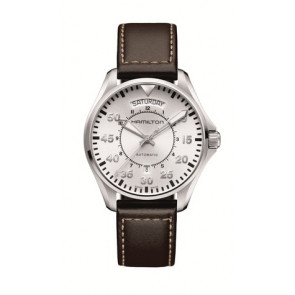 Bracelet de montre Hamilton H64615555 Cuir Brun foncé 20mm