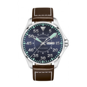 Bracelet de montre Hamilton H64715535 Cuir Brun foncé 22mm