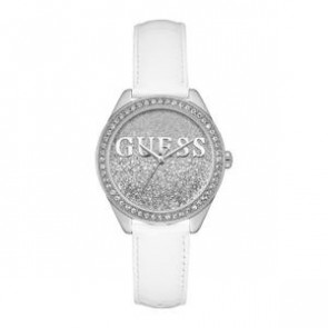Guess bracelet de montre I45000G1 / 45000G1 Cuir Blanc 18mm + coutures blanches