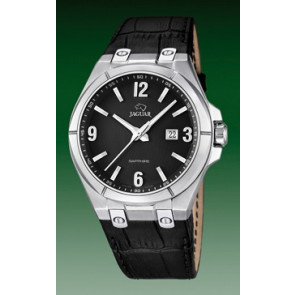 Jaguar bracelet de montre J666-4 Cuir Noir + coutures noires