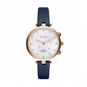 Bracelet de montre Montre intelligente Kate Spade New York KST23202 Cuir Bleu 12mm