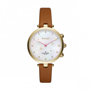 Bracelet de montre Montre intelligente Kate Spade New York KST23203 Cuir Brun 12mm