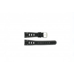 Lorus bracelet de montre 19x14 Cuir Noir 19mm + coutures blanches