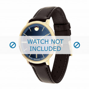 Movado bracelet de montre 0607092 Cuir Brun foncé 16mm + coutures défaut