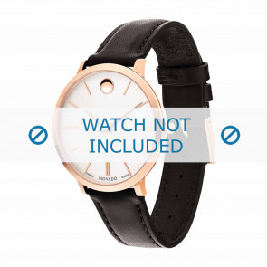 Movado bracelet de montre 0607093 Cuir Brun foncé 16mm + coutures défaut