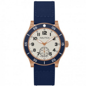 Nautica bracelet de montre NAPHST003 Silicone Bleu 22mm + coutures  bleues