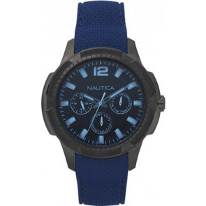 Nautica bracelet de montre NAPSDG004 Silicone Bleu 22mm + coutures  bleues