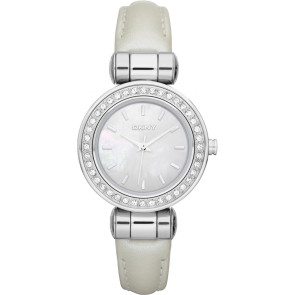 Bracelet de montre (Combinaison bracelet + cas) DKNY NY8564 Cuir Blanc crème