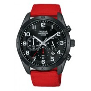 Bracelet de montre Pulsar PT3963X1 Cuir/Textile Rouge 22mm