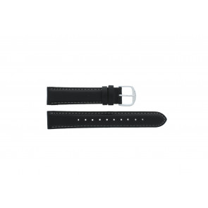 Q&Q bracelet de montre QQ18LD-WS-GS Cuir souple Noir 18mm + coutures blanches