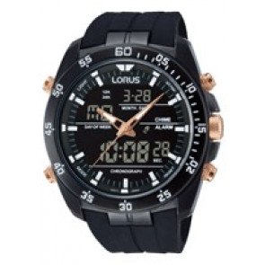 Bracelet de montre Lorus RW615AX9 / Z021-X007 / RHG018X Caoutchouc Noir 13mm