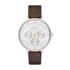 Bracelet de montre Montre intelligente Skagen SKW2394 Cuir Brun 14mm