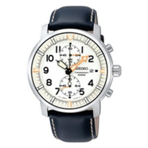 Bracelet de montre Seiko SNN227P1 / 7T94-0BJ0 Cuir Noir 22mm