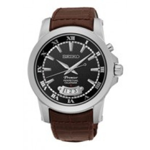 Seiko bracelet de montre SNQ149P1 / 6A32 00X0 Cuir Brun foncé 21mm + coutures brunes