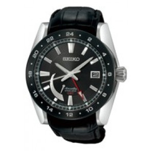 Bracelet de montre Seiko 5R66-0AR0 / SNR021J1 Cuir Noir 24mm