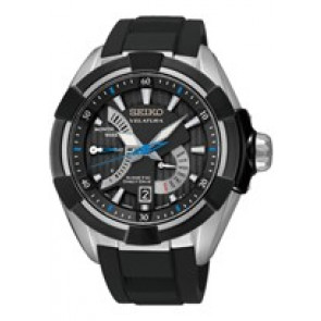 Bracelet de montre Seiko 5D44-0AH0 / SRH019P1 / R02L011J0 Silicone Noir 22mm