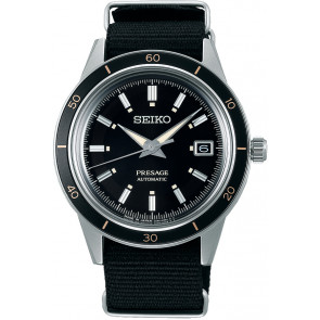 Bracelet de montre Seiko 4R35-05A0 / SRPG09J1 / L0LL011J0 Nylon Noir 20mm