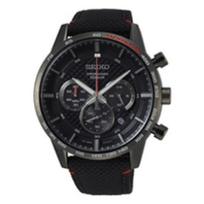 Bracelet de montre Seiko SSB359P1 / 8T63-00L0 / L0KF011N0 Cuir/Textile Noir 22mm