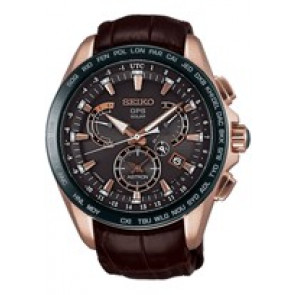 Bracelet de montre Seiko 8X53-0AF0 / SSE060J1 / L0CK013P9 Cuir Brun 22mm