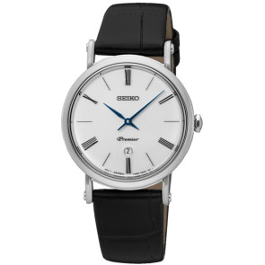 Bracelet de montre Seiko Premier / SXB431P1 / 7N89 0AY0 / L0G1011J0 Cuir Noir 16mm