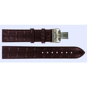 Tissot bracelet de montre T063.637.16.037.00 Cuir Brun foncé 20mm + coutures brunes