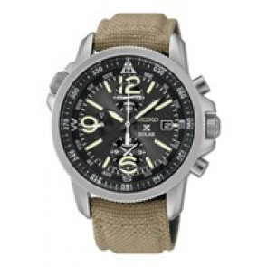 Bracelet de montre Seiko V172-0AL0 / SSC293P1 / L0DG012J0 Cuir/Textile Beige 21mm