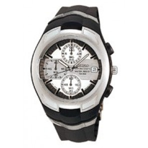 Bracelet de montre Seiko V657-6120 Silicone Noir 18mm