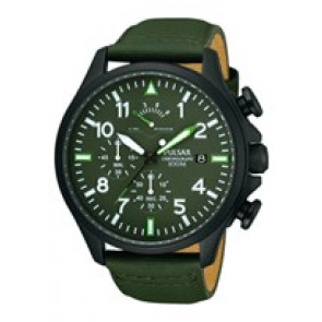 Pulsar bracelet de montre VD50-X019-PS6055X1 Cuir Vert 20mm + coutures vertes
