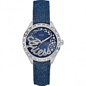 Guess bracelet de montre W0023L5 Cuir Bleu + coutures  bleues
