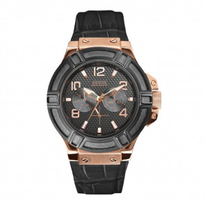 Bracelet de montre Guess W0040G5 / W0040G1 Cuir croco Noir 22mm