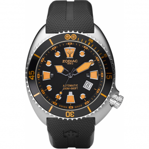 Bracelet de montre Zodiac ZO8007 Caoutchouc Noir