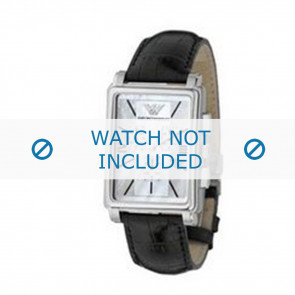 Armani bracelet de montre AR-0141 Cuir croco Noir 20mm 