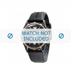 Bracelet de montre Armani AR0584 / AR0595 Caoutchouc Noir 23mm