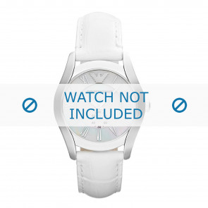 Armani bracelet de montre AR1669 Cuir Blanc 18mm + coutures blanches