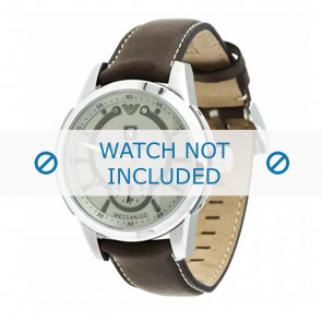 Armani bracelet de montre AR4601 Cuir Brun 20mm + coutures blanches