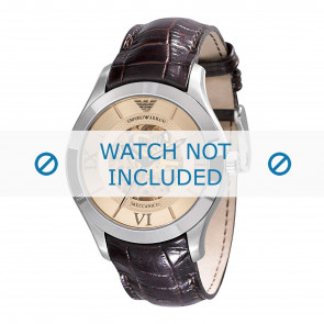 Armani bracelet de montre AR4646 Cuir Brun foncé 22mm + coutures brunes