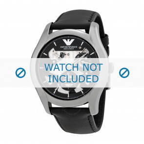 Armani bracelet de montre AR4673 Cuir Noir 22mm + coutures noires