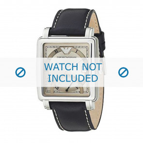 Armani bracelet de montre AR5328 Cuir Noir 22mm + coutures blanches