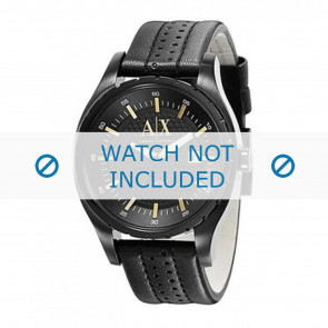 Armani bracelet de montre AX1091 Cuir Noir 22mm + coutures noires