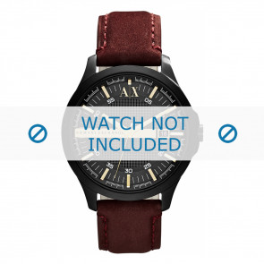 Armani bracelet de montre AX-2130  Cuir Brun 22mm + coutures brunes