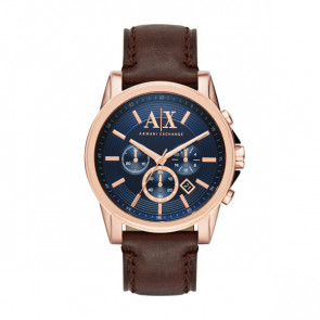 Armani Exchange bracelet de montre AX2508 Cuir Brun foncé 22mm + coutures brunes