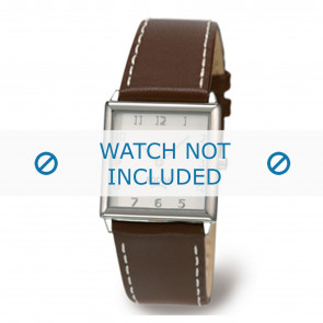 Boccia bracelet de montre 3115-05 (BO3115-05-40DBR) Cuir Brun + coutures blanches