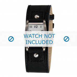 Boccia bracelet de montre 3147-02-BO3147-02-40 Cuir Noir 25mm + coutures noires