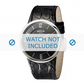 Boccia bracelet de montre 3161-07-BO3161-07-40 Cuir croco Noir 26mm + coutures noires