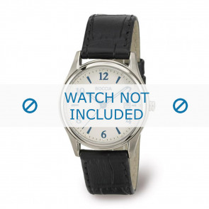 Boccia bracelet de montre 3199-01 Cuir Noir 16mm + coutures noires