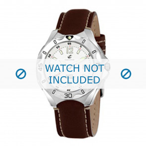 Calypso bracelet de montre K5154-2 Cuir Brun 21mm + coutures blanches