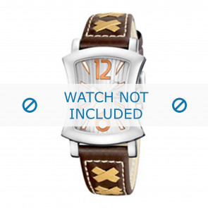 Calypso bracelet de montre K5198-2 Cuir Brun 17mm + coutures blanches