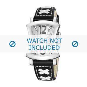 Calypso bracelet de montre K5198-3 Cuir Noir 17mm + coutures blanches