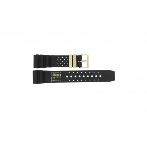 Bracelet de montre Universel CMT-22-DBL Caoutchouc Noir 22mm