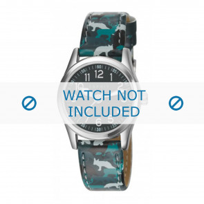 Esprit bracelet de montre ES103444 / ES103444-40GRGR Cuir Vert 16mm + coutures blanches